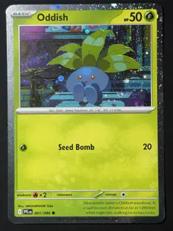 Oddish SWIRL 🌀 001/094 Cosmos Holo Promo, Phantasmal Flames Pokemon TCG - Image 3