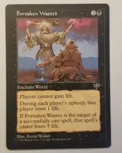 MTG 1x Forsaken Wastes, MP, Mirage, Can't Gain Life Lose Life Enchant World - Image 1