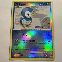 2007 Pokemon TCG Diamond & Pearl Piplup STAMPED Promo Reverse Holo 93/130 MP - Image 1