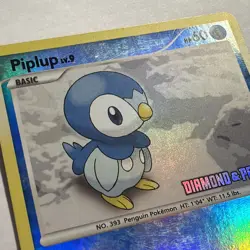 2007 Pokemon TCG Diamond & Pearl Piplup STAMPED Promo Reverse Holo 93/130 MP - Image 4