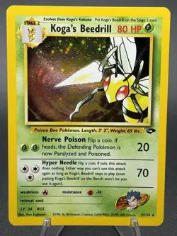 Pokemon TCG WOTC Gym Challenge Koga’s Beedrill 9/132 Holo - Image 1