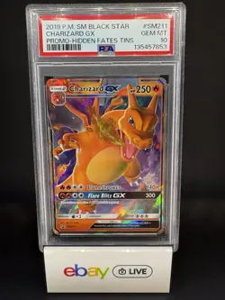 2019 Pokemon SM Black Star Promo Hidden Fates Tins Charizard GX #SM211 PSA 10 - Image 1