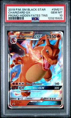 2019 POKEMON SM BLACK STAR PROMO HIDDEN FATES TINS #SM211 CHARIZARD GX PSA 10 - Image 1