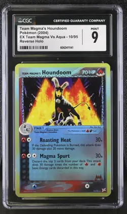 CGC 9 MINT Team Magma's Houndoom Vs Aqua 10/95 Reverse Holo Pokemon Card psa - Image 1