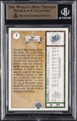 1989 UD STAR RC #1 KEN GRIFFEY JR. ROOKIE RC BGS 9.5 - Image 2