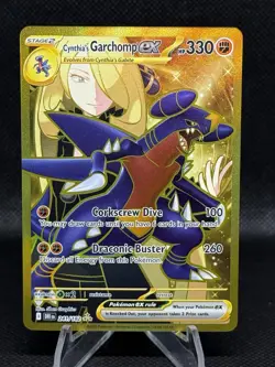 Pokemon Destined Rivals Cynthia's Garchomp EX Gold Hyper Rare Card 241/182 - Image 1