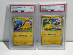 Set of 2 PSA 9 Pikachu 197/SV-P & 120/SV-P Gym Promo JP Pokemon - Image 1