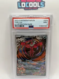 2023 POKEMON PAR EN PARADOX RIFT ILLUSTRATION RARE #205 YVELTAL PSA 9 - Image 1