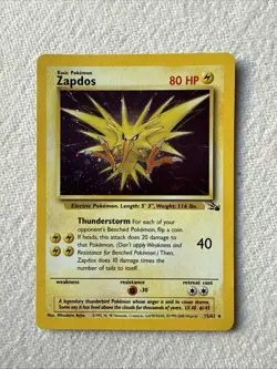 Pokemon TCG WOTC Fossil Zapdos 15/62 Cosmos Holo Rare Thunderstorm Deck - Image 1