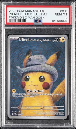 2023 POKEMON SVP EN-SV BLACK STAR PROMO #085 PIKACHU WITH GREY FELT HAT PSA 10 - Image 1