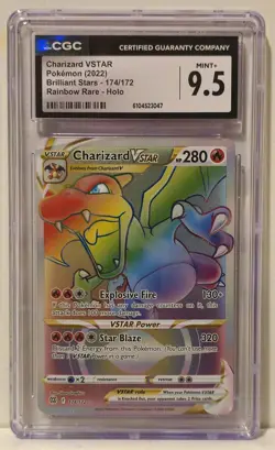 Charizard VSTAR CGC 9.5 Brilliant Stars 174/172 Rainbow Rare Holo Pokemon 2022 - Image 1