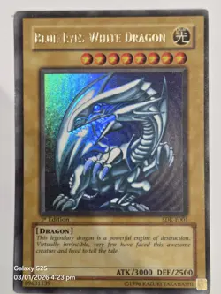 Yu-Gi-Oh Blue-Eyes White Dragon 1st Edition SDK-E001 Collectible Card 1996 - Image 1