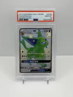2019 Pokemon Sun & Moon Hidden Moon Espeon GX Full Art Shiny PSA 10 GM #SV60 - Image 1