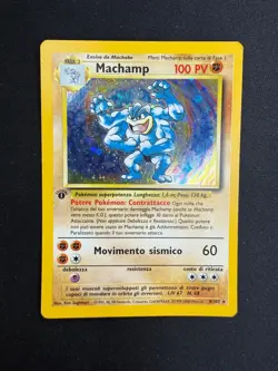 Pokemon Machamp 8/102 Set Base Rara Holo Prima Edizione Wizards ITA Vintage - Image 1