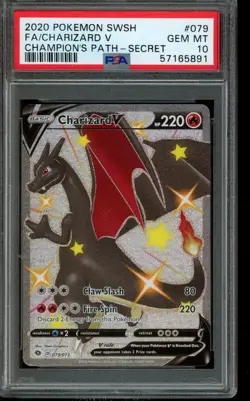 PSA 10 GEM MINT Pokemon Charizard V Champion’s Path Secret Full Art 079/073 - Image 1