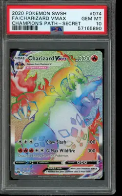 PSA 10 GEM MINT Pokemon Charizard VMAX Champion’s Path Secret Full Art 074/073 - Image 1