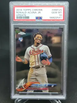 2018 Topps Chrome Update #HMT25 Ronald Acuna Jr Braves RC Rookie PSA 10 GEM MINT - Image 1