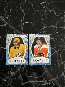 (2) Luke Evangelista #499 Tyson Foerster #199 2023-24 UD Artifacts Rookie Card - Image 2