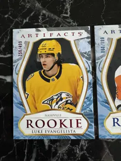 (2) Luke Evangelista #499 Tyson Foerster #199 2023-24 UD Artifacts Rookie Card - Image 3