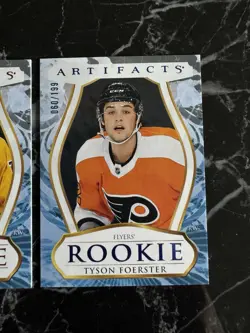 (2) Luke Evangelista #499 Tyson Foerster #199 2023-24 UD Artifacts Rookie Card - Image 4