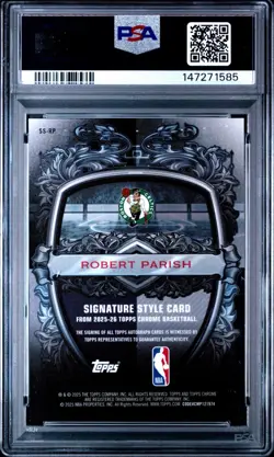 2025-26 Topps Chrome Robert Parish Style Orange Auto /25 PSA 10 Celtics - Image 2