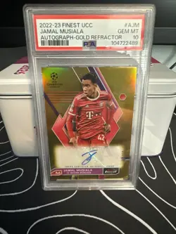 Jamal Musiala 22-23 Finest UCC Autograph Gold Refractor PSA 10 - Image 1