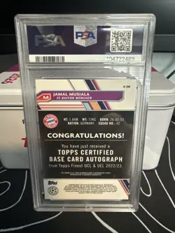 Jamal Musiala 22-23 Finest UCC Autograph Gold Refractor PSA 10 - Image 2