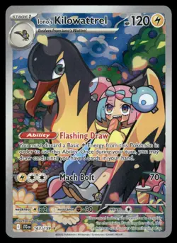 Pokemon Cards Iono's Kilowattrel 163/159 Journey Together IR NM *2 - Image 1