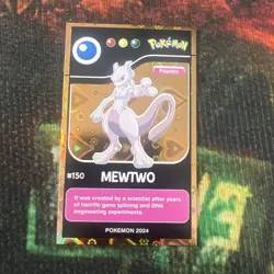 Mewtwo #150 - Gold Holo - Pokedex Black Kanto 2024 - Pokemon Card HEARTS - Image 1