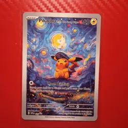 Pokemon Pikachu Starry Night Van Gogh Beautiful Moon ACG Star Collectible Card - Image 1