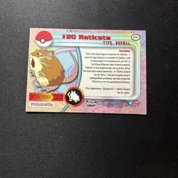 Pokemon 2000 Topps Chrome Card #20 RATICATE Holo Foil RARE TV Animation NM - Image 2