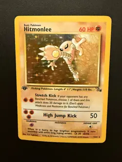 1st Edition Hitmonlee 7/62 Fossil 1999 Holo Rare WOTC Pokemon Card TCG 7/62 - Image 2