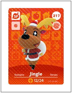 217 Jingle, Animal Crossing Amiibo Card - Series 3, Authentic, NM - Image 1