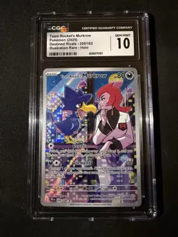 Pokemon TCG Destined Rivals Team Rockets Murkrow Card 200/182 IR CGC 10 - Image 1