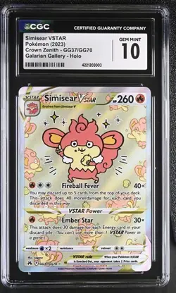 ✨✨ CGC 10 Simisear VSTAR Crown Zenith GG37/GG70 Pokemon Card - Image 1