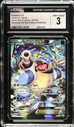 2016 Pokemon XY Red & Blue Collection Blastoise EX #XY122 Full Art BSP CGC 3 - Image 1