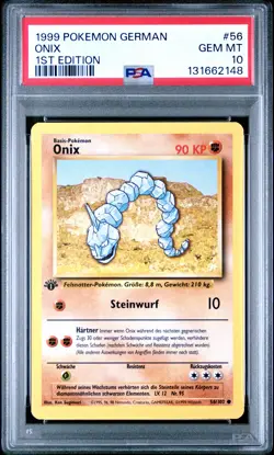 Onix 1st Edition PSA 10 1999 Pokemon 1st Edition Base Set German #56 - Image 1