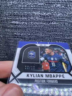 2021-22 Panini Obsidian Kylian Mbappe Red Flood 10/10 Shirt Number Match 1/1* - Image 3