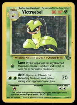 Pokemon Cards Victreebel 14/64 Unlimited Holo Jungle WOTC Rare MP - Image 1