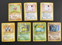 Vintage 1999 Pokemon Holo Lot 7 Cards – Base Set Venusaur Machamp Clefairy WOTC - Image 1