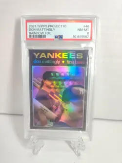 Topps Project 70 Don Mattingly Yankees #40 Rainbow Foil /70 Action Bronson PSA 8 - Image 1