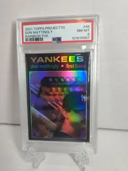 Topps Project 70 Don Mattingly Yankees #40 Rainbow Foil /70 Action Bronson PSA 8 - Image 2
