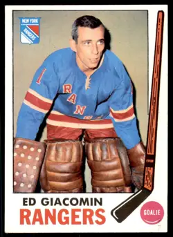 1969-70 Topps #33 ED GIACOMIN New York Rangers EX-EX+ w/ Player Stamp - Image 1