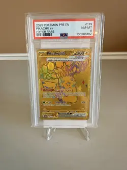 2025 POKEMON PRE EN-PRISMATIC EVOLUTIONS HYPER RARE #179 PIKACHU EX PSA 8 - Image 1