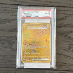 2025 POKEMON PRE EN-PRISMATIC EVOLUTIONS HYPER RARE #179 PIKACHU EX PSA 8 - Image 2