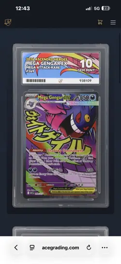 Mega Gengar ex 269/217 ACE 10 Gem Mint Mega Attack Pokemon *Perfect Sub Grades* - Image 4
