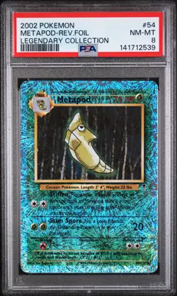2002 POKEMON LEGENDARY COLLECTION #54 METAPOD-REVERSE FOIL PSA 8 - Image 1