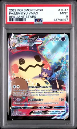 PSA 9 MIMIKYU VMAX TG17/TG30 FULL ART BRILLIANT STARS POKEMON 😍 - Image 1