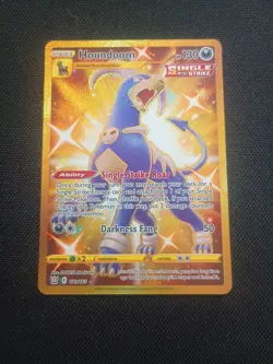 Pokemon TCG Houndoom Gold Secret Holo Rare Card 179/163 Battle Styles Full Art - Image 1