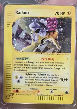 Pokemon TCG Skyridge Raikou Holo Rare Card H26/H32 NM Condition. See Pics 👀 - Image 1